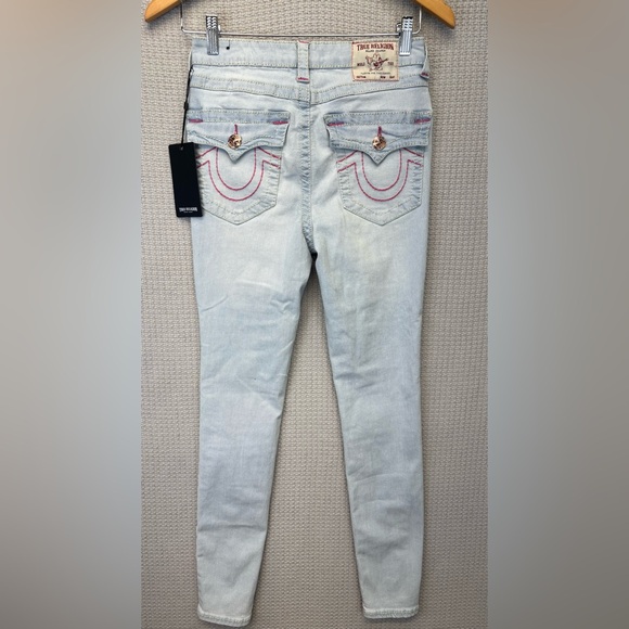 True Religion Denim - NWT True Religion Halle Jeans Women 26 High Rise Super Skinny Pink Stitching